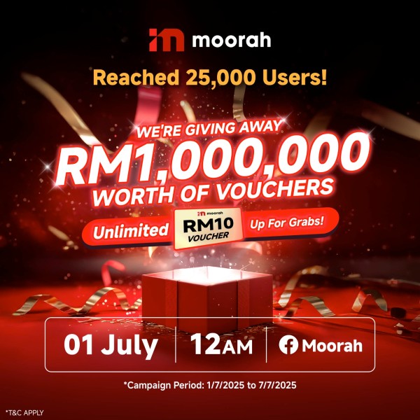 Moorah announced RM1 Million Voucher Bonanza Campaign with UNLIMITED RM10 Vouchers